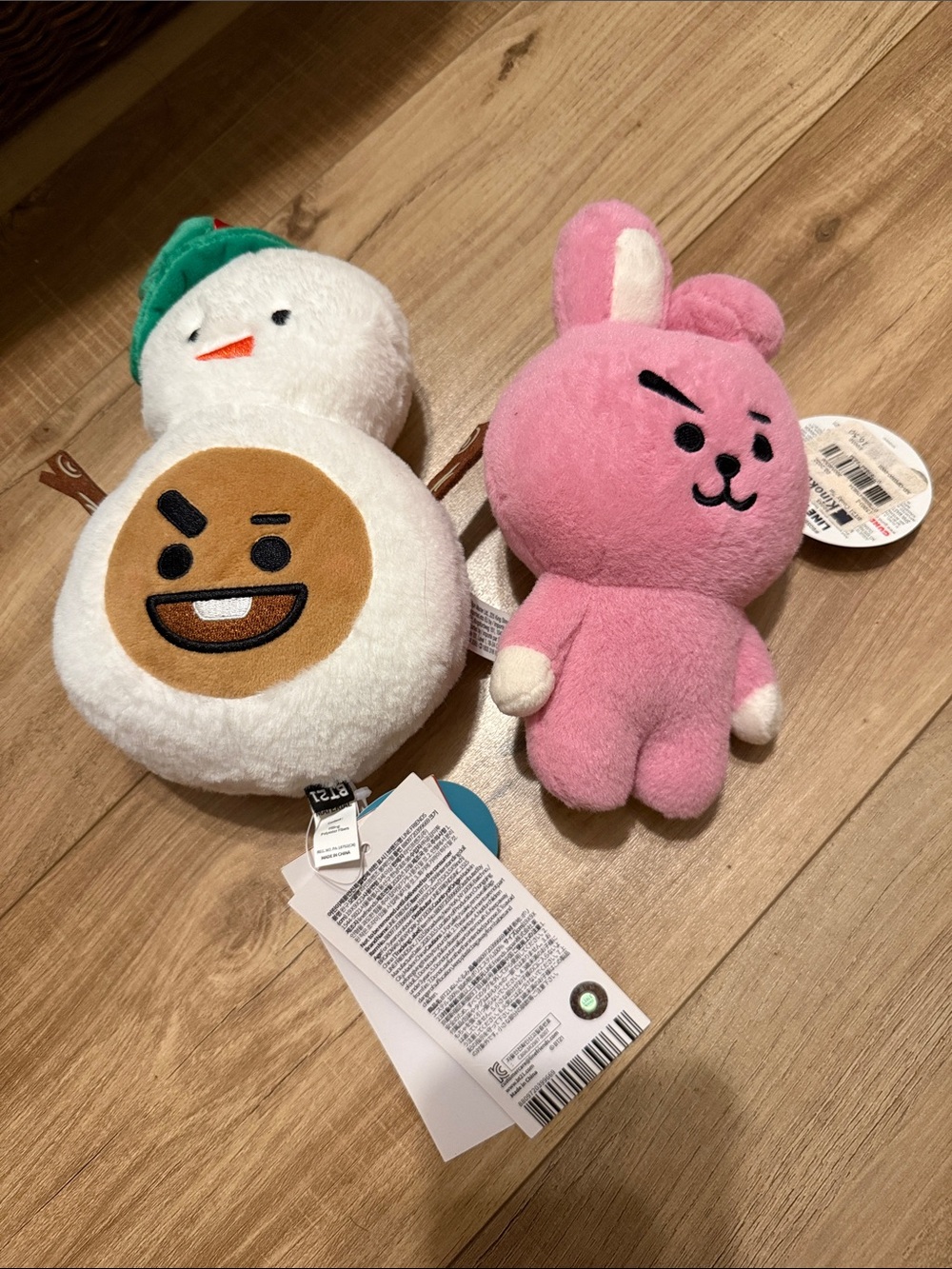 BT21 Cooky Pink Plush + Shooky Snowman Character Plush